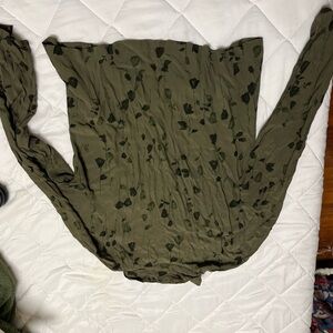 Olive Green Floral Blouse